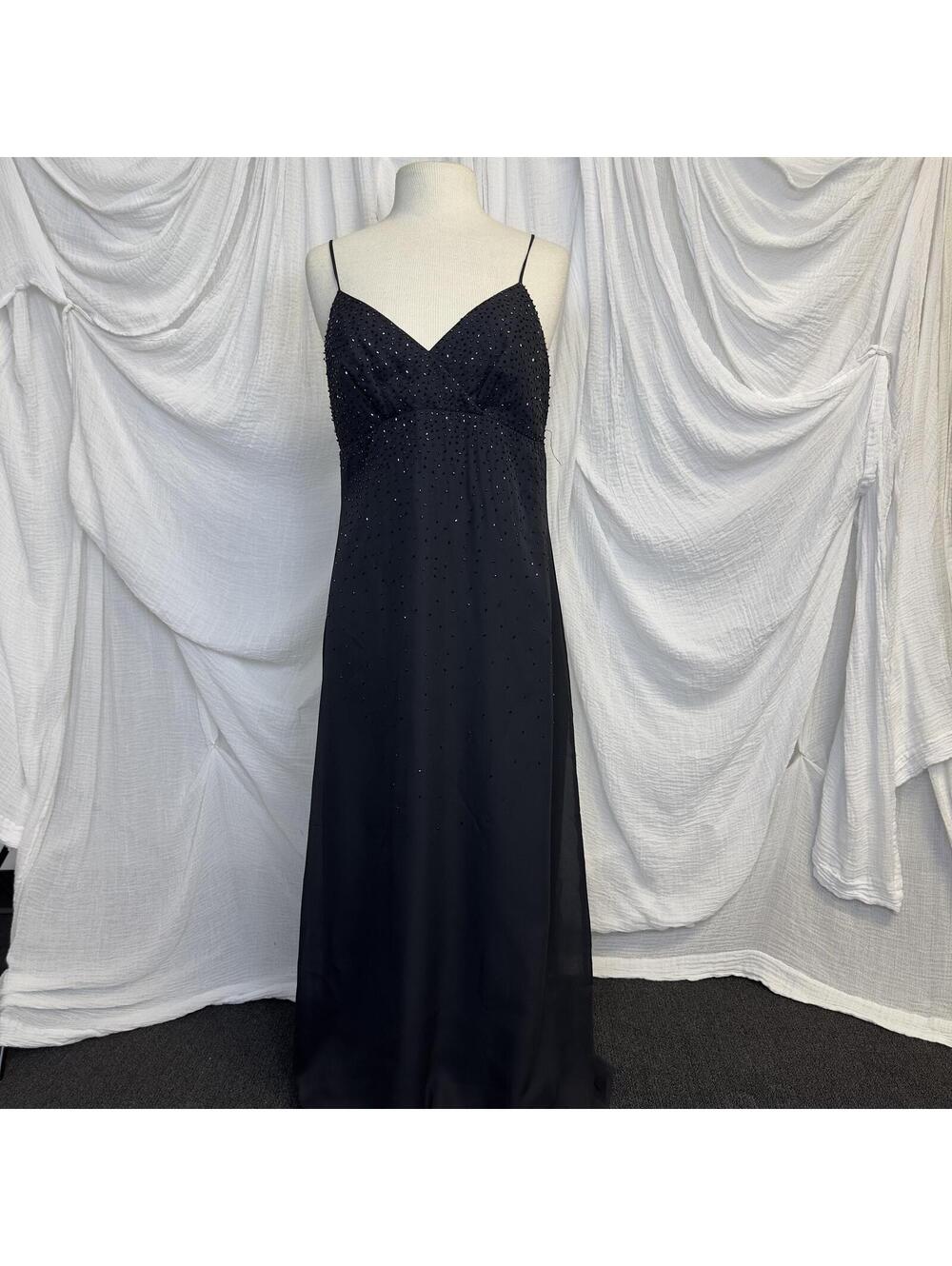 VIntage Classy Elegant Formal Black Beaded Evening Dress Size 10